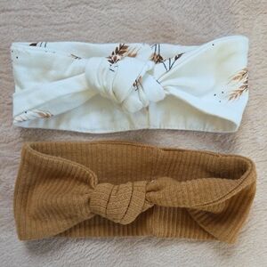 Firsts By Petit Lem Wheat Print Headbands Organic Cotton 6-12M Set of 2